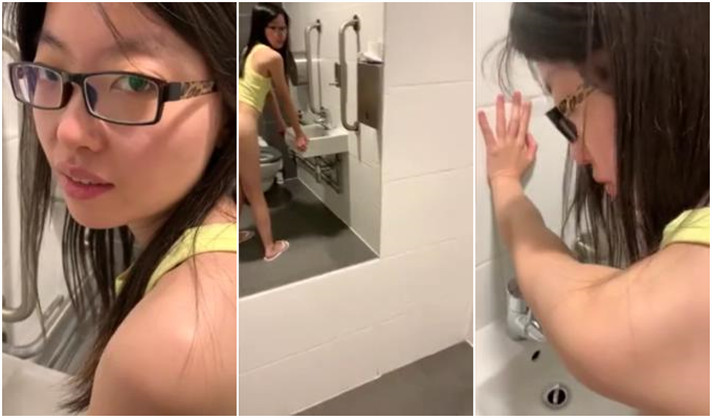 粉嫩一線鮑妹子第一次的亲密紀錄就大膽在公廁開幹